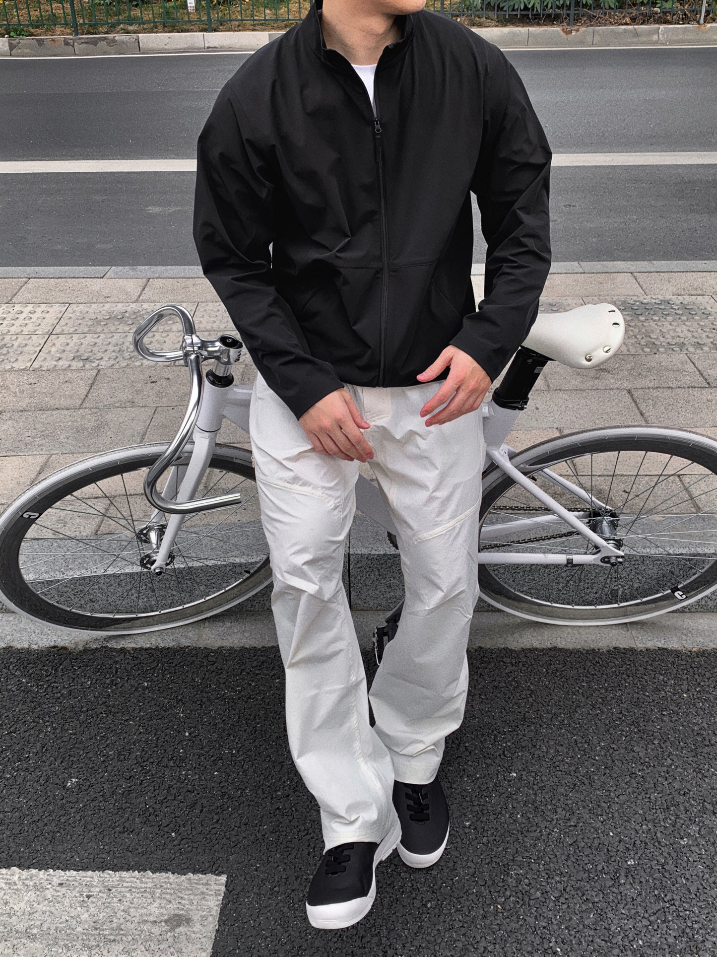 black acrop jacket with Simple and clean-cut design