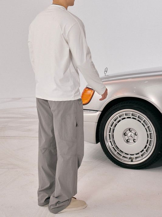 cronim pants with The fabric features a textured finish and is wrinkle-resistant.