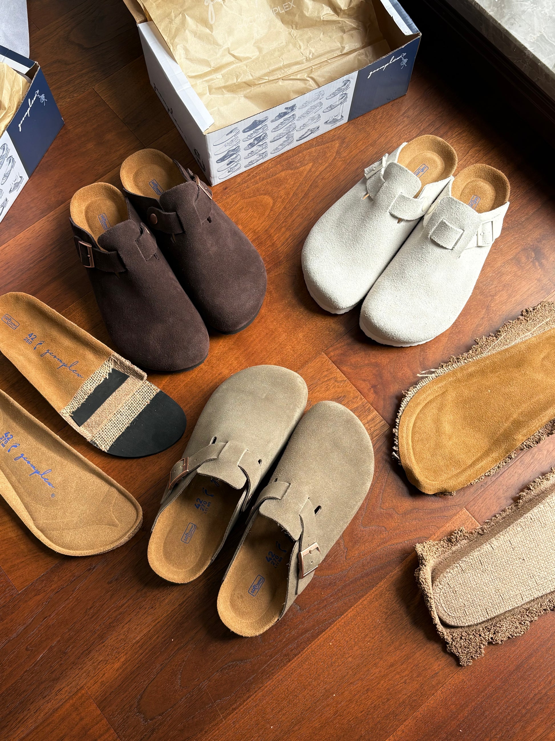 birken shoes with three different colors