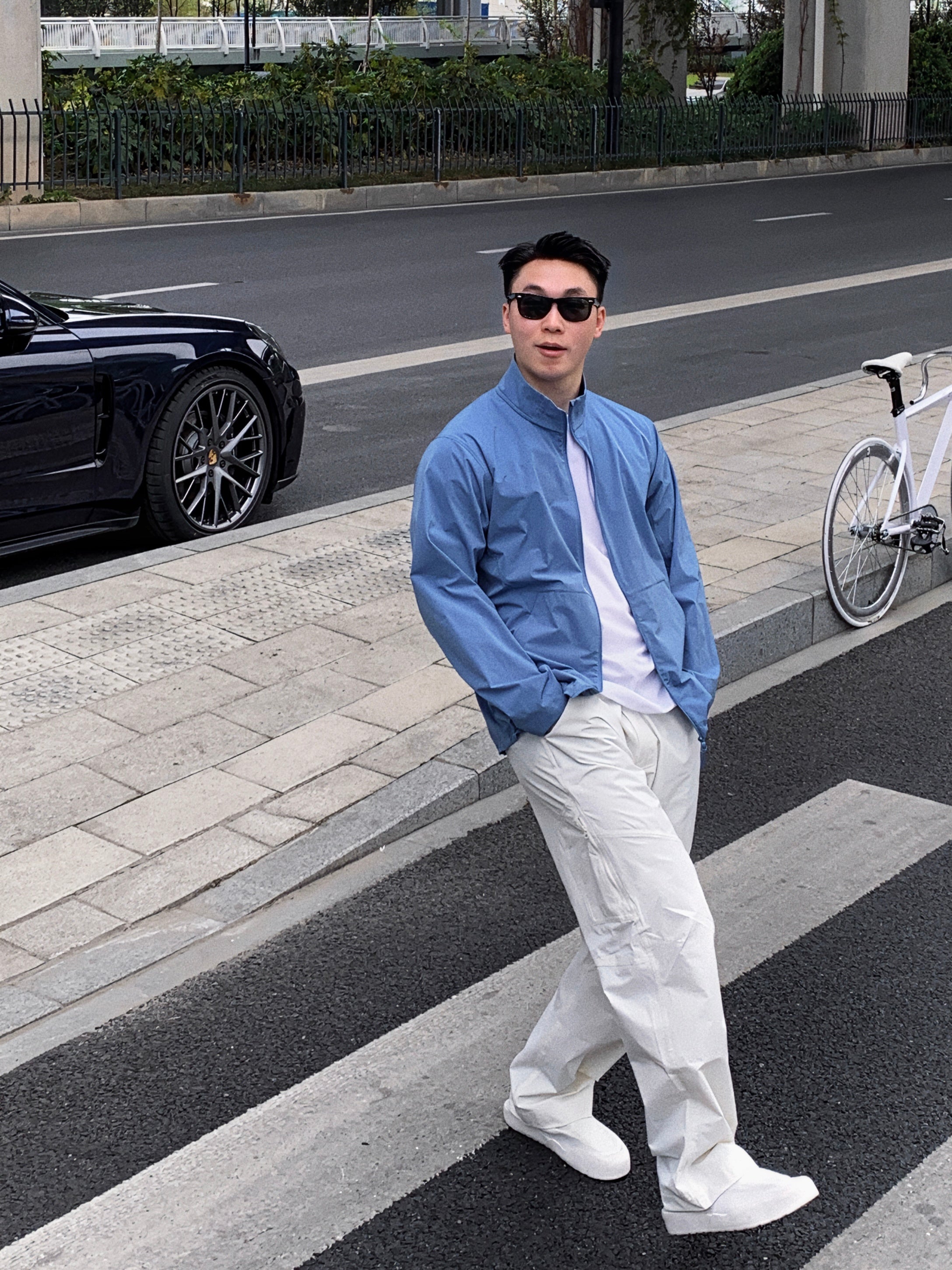 cronim pants white The fabric features a textured finish and is wrinkle-resistant.