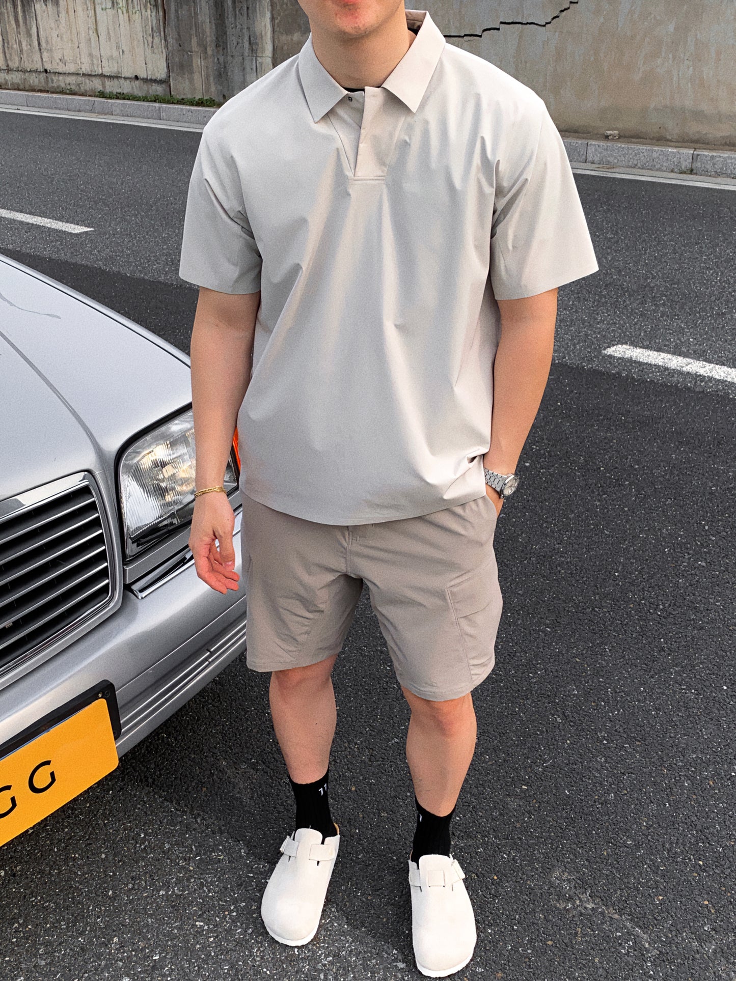 deconstructing white polo shirt 