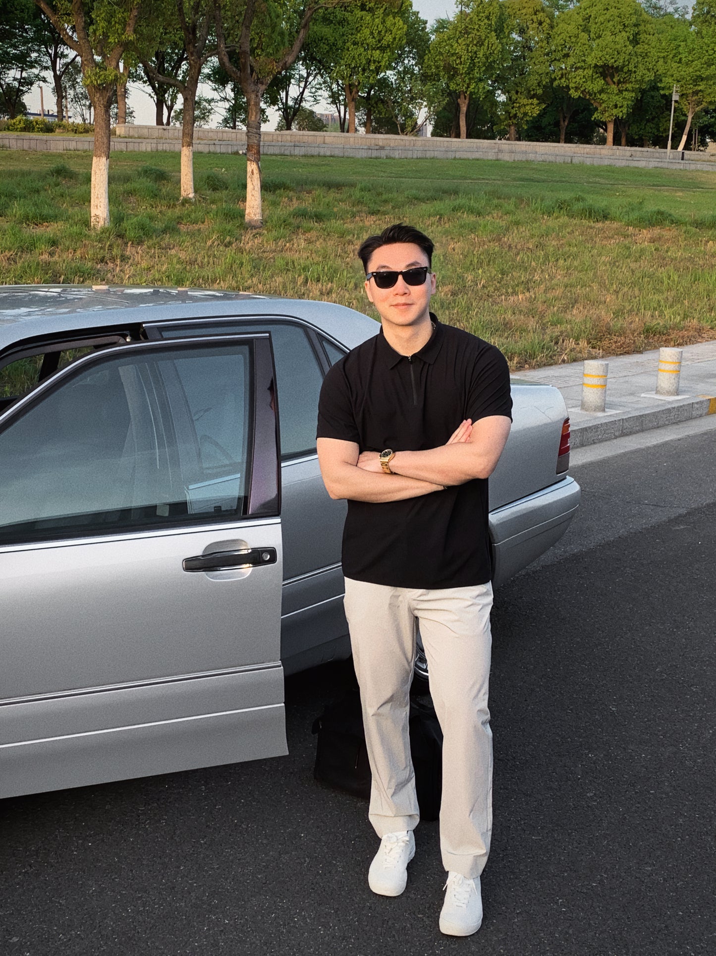 gggcomplex business casual polo shirts black