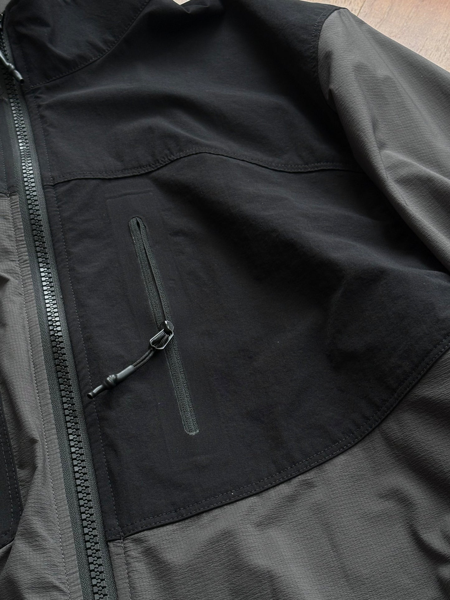 hangdog military style jacket Crafted with a combination of two different fabric panels for enhanced style and functionality 