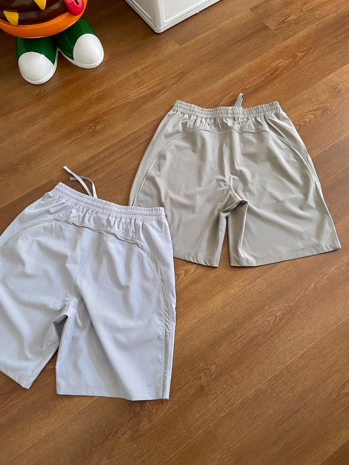 pb shorts with light grey and brown back 
