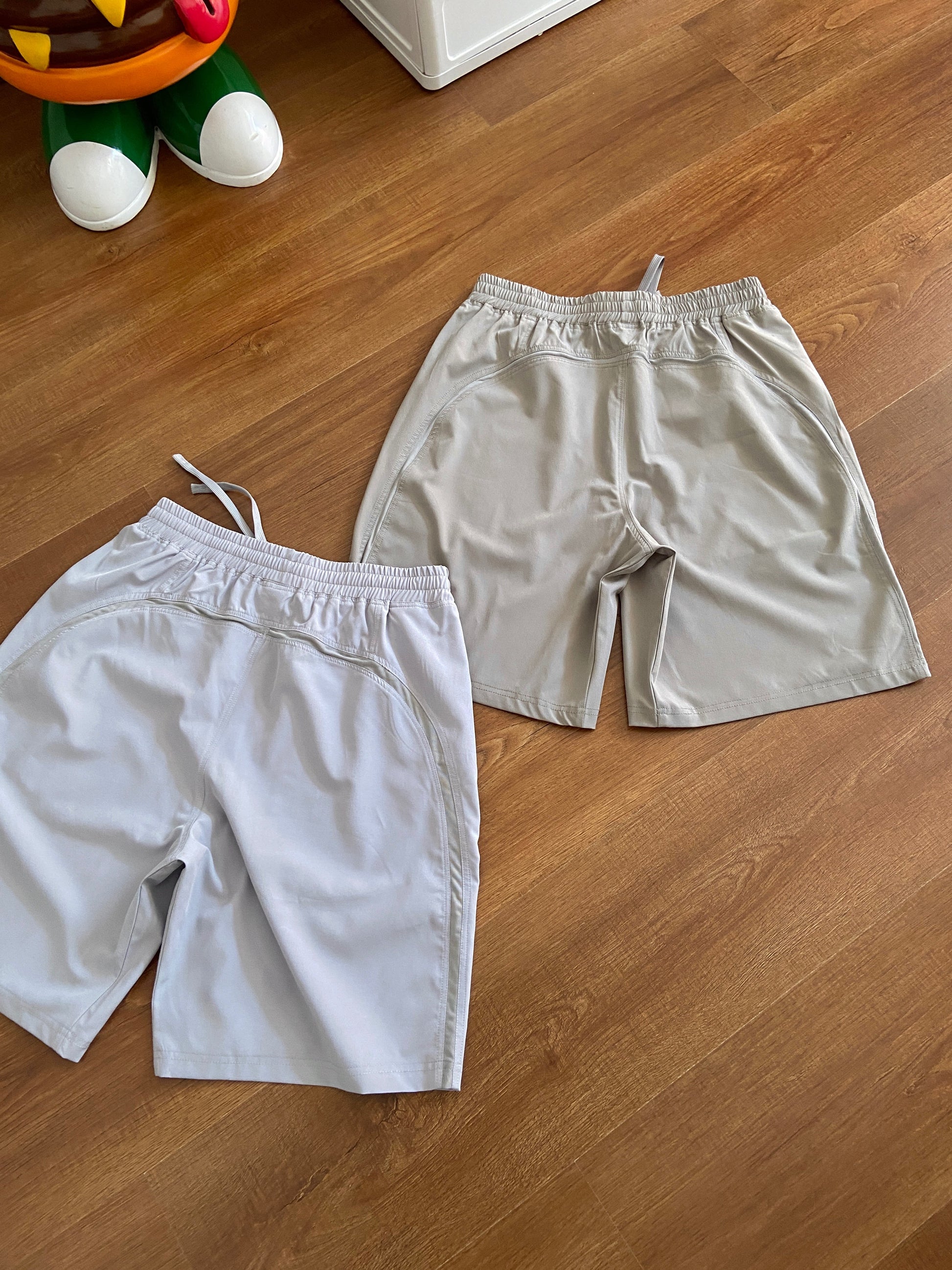 pb shorts with light grey and brown back 
